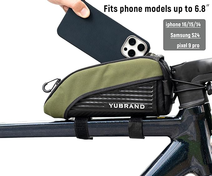 Removable Top Tube Bike Bag, Compatible With IPhone 16/15/14Pro and Phones Up To 6.9'', Waterproof Bike Bag for Bicycles