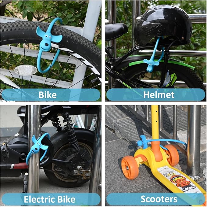 Bike Cable Lock with Keys,Silicone Covered Kids Cable Lock Cartoon Lock,2 Feet Lock for Bike,Door,Skateboard,Helmet and More (Blue, Large)