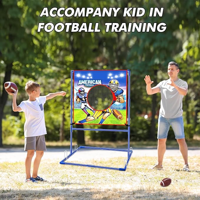VATOS Football Toss Target Games with 4 Inflatable Footballs - Indoor Outdoor Backyard Throwing Sport Toy for Kids, Football Passing Targets Party Game for Boys Girls and Family Fun Play