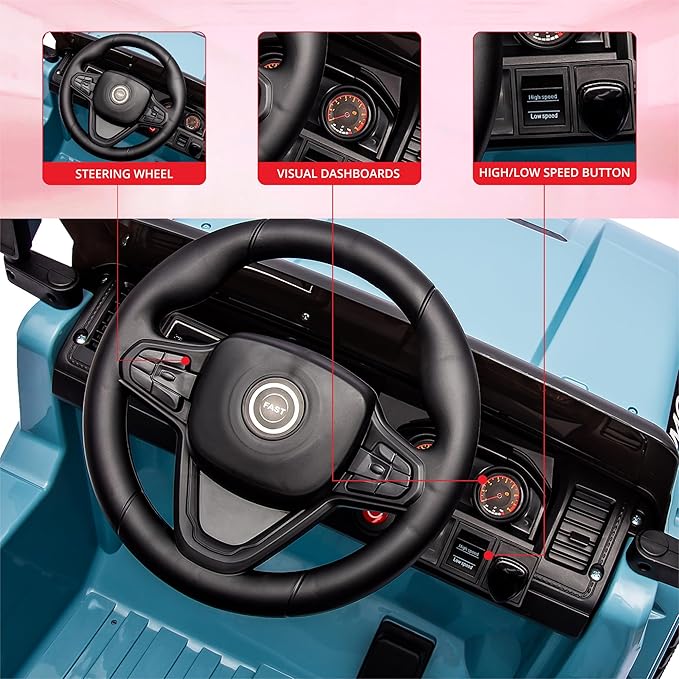 12V Kids Ride-on Truck with Parent Remote Control,All-Terrain Electric Car with Twin 35w Motors, 3 Speeds & Spring Suspension,LED Lights for Fun Night Drives,Ideal Gift for Boys & Girls