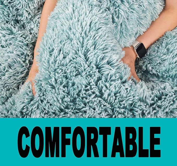 Fluffy Bean Bag Chair for Kids, 2.5FT Round Memory Foam Filled Bean Bag for Teens & Kids, Ultra Soft Faux Fur Fabric Bean Bag Chairs for Playroom, Living Room, Bedroom, Dark Green