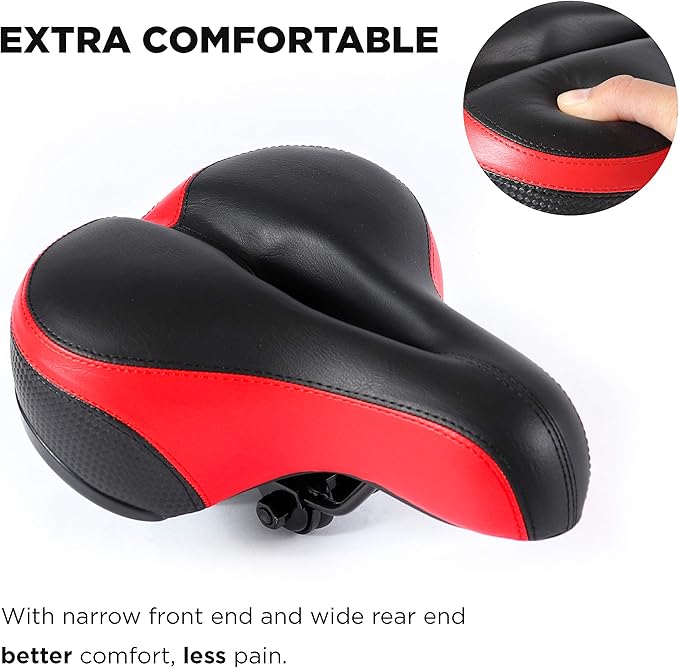 EBIKELING Bike Seat Dual Shock Absorbing Soft Comfortable Padded Bicycle Seat Cushion for Men Women Comfort - Memory Foam Universal Fit Bike Saddle for Exercise Outdoor Mountain Bikes