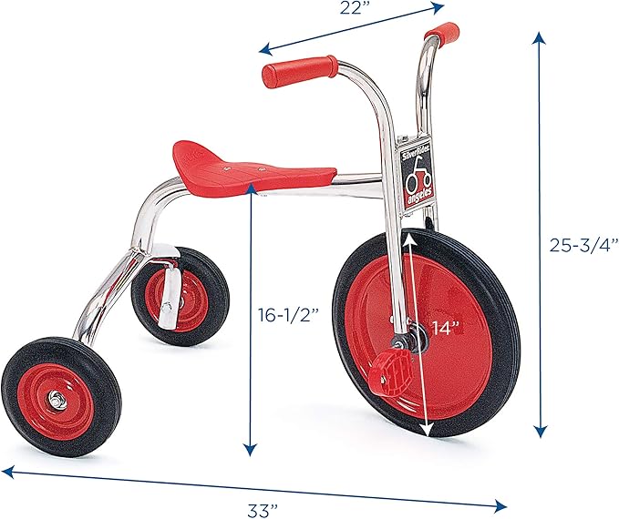 SILVERRIDER Toddler Trike, Kids Tricycle for Preschool, Daycare, Playground Kids Tricycles, Rubber Tires, Silver/Black, 14" Trike