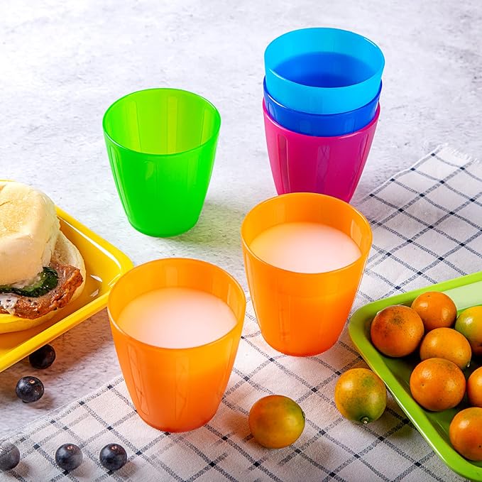 Honla 8 oz Kids Cups,Set of 20 Small Plastic Cups for Kids,BPA Free Cup,Dishwasher Safe,Reusable and Unbreakable Children Drinking Cup Tumblers in 5 Assorted Colors
