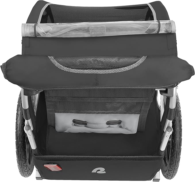 Single & Double Passenger Children’s Foldable/Collapsible Tow Behind Bike Trailer with 16" Wheels, Safety Reflectors & Rear Storage Compartment
