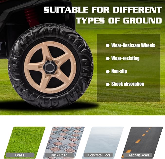 24V 2-Seater Ride On Toys 4x4 Ride On Buggy with Remote Control Battery Powered Kids Electric Car Off-Road Vehicles Side by Side UTV OutDoor Grass Colorful LED Lights for Boys and Girls, Yellow