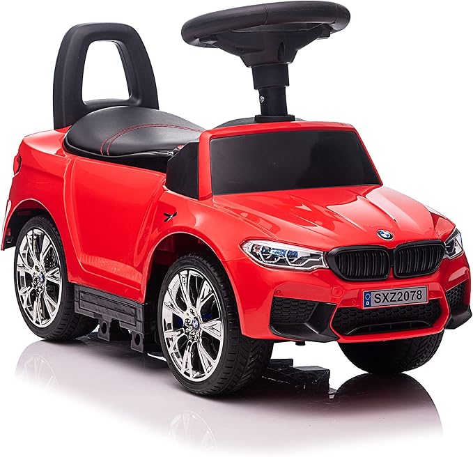 Best Ride On Cars BMW 4 in 1 Battery Powered Push Car, Red, Large