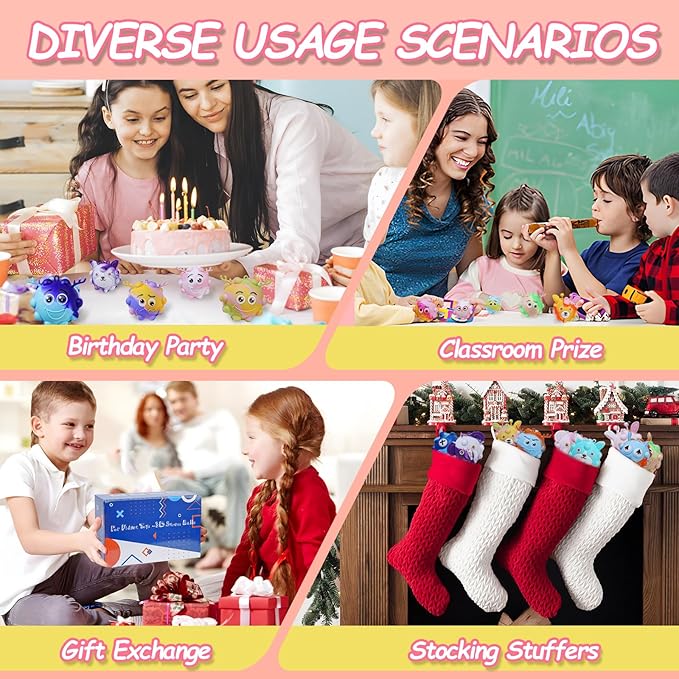 9 Pack Pop Toy Party Favors for Birthday, Pop Fidget Toys Bulk 3D Stress Ball, Prize box Sensory Toys Bulk Squeeze Toys, Easter Basket Stuffers, Classroom Prizes Stocking Stuffers for Adults Toddler