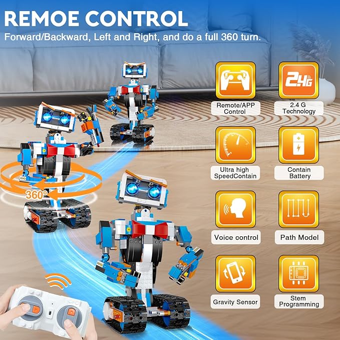 anysun Robot Toys for Kids Building Set, Educational Science Build Block Kits, Educational Remote Control Toy with App Control, Birthday Gift for Kids 6 7 8 9 10 11 12+ Years Boys and Girls