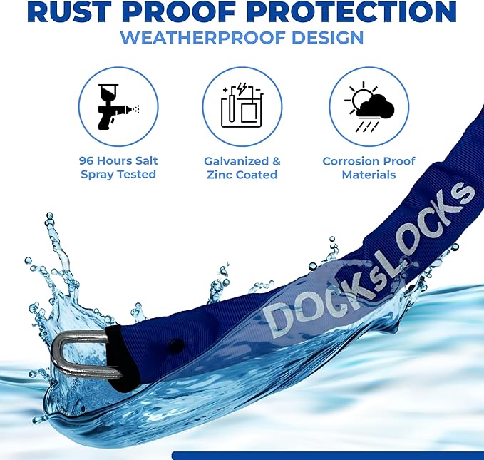 8mm Security Chain Lock Set (3', 6' or 10') Heavy Duty, Cinch Style, Weatherproof, Hardened Carbon Steel, Includes Compact U-Lock 3ft