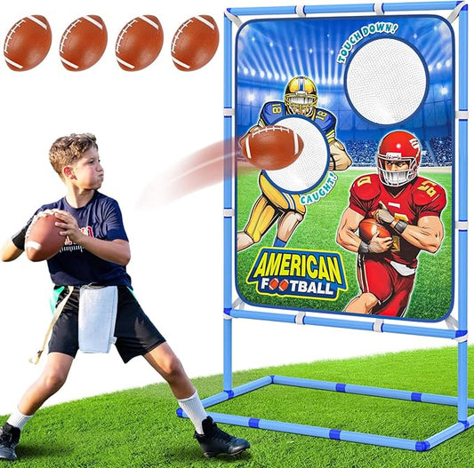 Football Toss Game with 4 Inflatable Balls, Indoor/Outdoor Football Throwing Target Toy for Kids Ages 4-7 8-12- Perfect Christmas Birthday Gifts for 4 5 6 7 8 9 10 11 12 Year Old Boys Girls