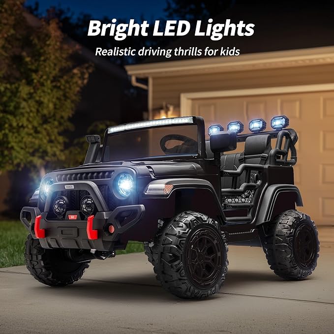 2 Seater Ride on Electric Car, 12V Ride on Toy Car for Kids 4-8 w/Remote Control, EVA Tires - Black