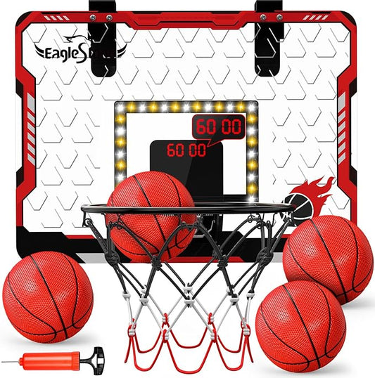 EagleStone Kids Indoor Basketball Hoop, 4 Balls Mini Basketball Toy for Toddlers
