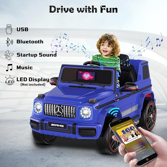 ANPABO 12V Ride on Car for Kids, Ride on Toys for Toddlers w/Parent Remote Control, LED Headlights, Music Player & Horn, Soft Start, Low Battery Prompt, Kids Electric Vehicle, Blue
