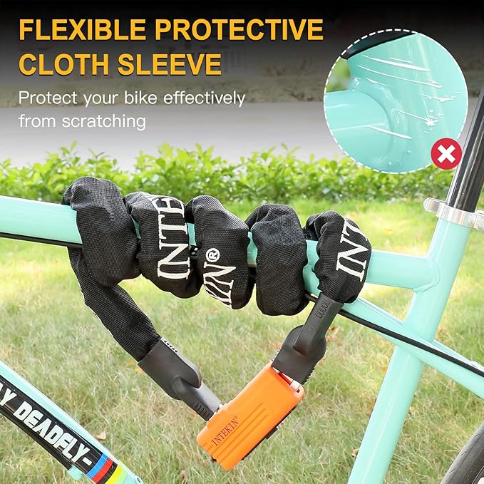 Bike Chain Lock 3FT/4FT/5FT Heavy Duty Bike Lock Anti-Theft Bicycle Chain Lock 8mm/10mm Thicker Bicycle Lock Chain Bike Lock with 3 Keys for Bike, Motorcycle