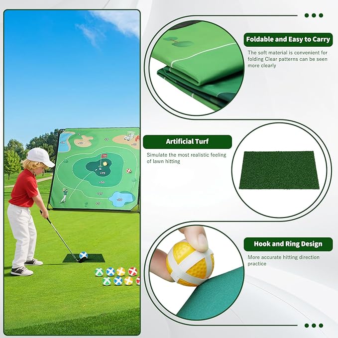 Golf Chipping Game Set – Indoor & Outdoor Golf Games for Adults & Kids, Family Games with Adjustable Angle, 70.9"x70.9", 2 Clubs – Ideal Golf Chipping Game Set & Golf Gifts