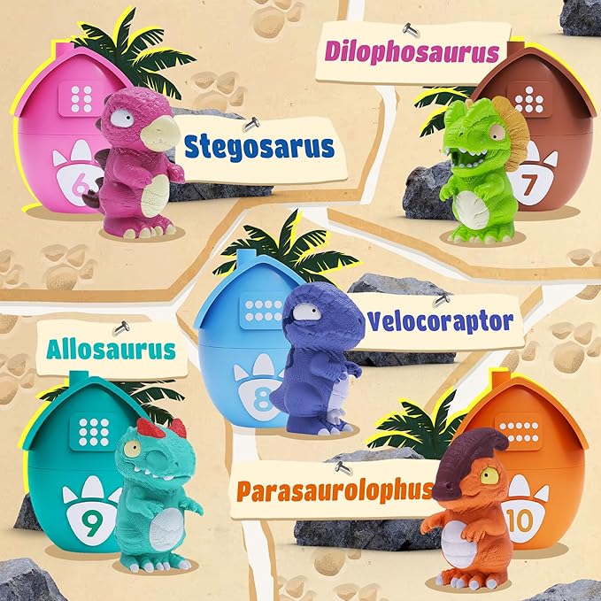 Learning Toys for Toddlers 1 2 3 Years Old-Matching Egg Toys with Dino Finger Puppet for Montessori Learning, Counting, Stacking, Sorting-Easter Christmas Birthday Gift for Baby Boys Girls