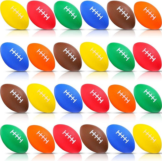 Jerify 24 Pack Foam Footballs 5 inch Bulk Mini Spiral Football Toys Easy Grip Waterproof Small Soft Emulation Foam Footballs for Kids Toddler Indoor Outdoor Play Game Football Party Favors