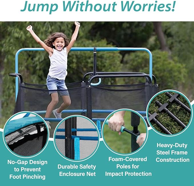 Skywalker Trampolines for Kids with Enclosure Net – 60" Indoor Outdoor Toddler Trampoline with Safety Padding, Foam-Covered Poles, Anti-Pinch Design, Sturdy Frame, for Ages 3-6