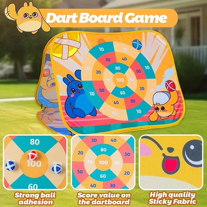 Giant 3 in 1 Bean Bag Toss Game for Kids, Toddler Outdoor Toss Toys for 2 3 4 5 6 7 8 Year Old Boys Girls, Family Party Supplies, Cornhole Party Carnival Games, Lawn Backyard Outside Birthday Gifts