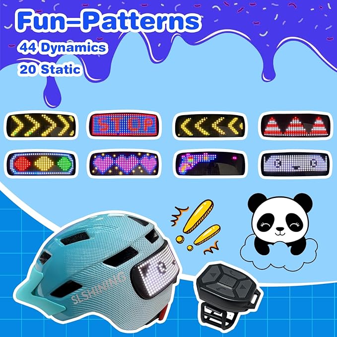 Kids Bike Helmet with LED Lights, Remote Control Turn Signals Safety Helmet Back Light for Youth Mountain Cycling Scooter Skateboarding, Adjustable and Lightweight for Boys Girls