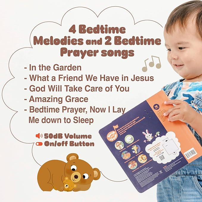 Sleep with Jesus – Bedtime Books for Toddlers, Lullabies for Babies, 4 Hymn Melodies and 2 Prayer Songs, Christmas Toys for Toddlers, Christian Music for 18m+