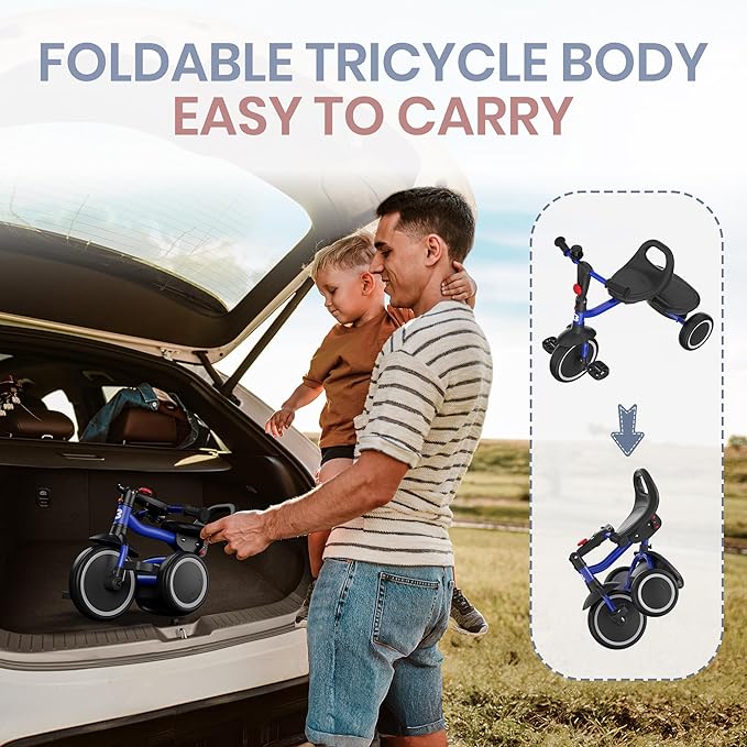 besrey Toddler Tricycle with Bell, Kids Tricycle Age 18 Months to 5 Years, Kids Trike, Toddler Bike for 1.5-5 Year Olds, Baby Trike, Gifts & Toys for Boys & Girls, Blue