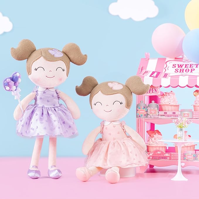 Gloveleya Baby Doll Valentines Day Gifts I Love You Gifts Soft Toy Plush Dolls Purple Flocking Heart Girl 16 Inches