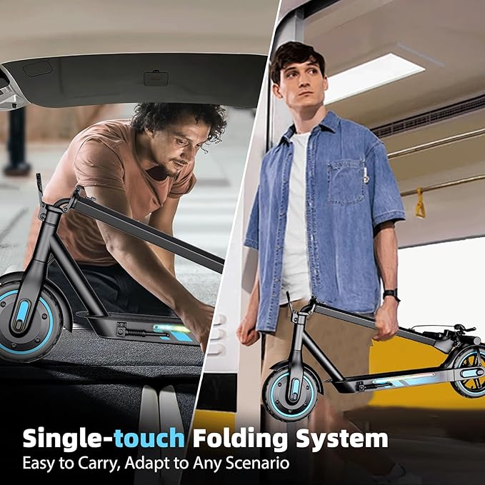 Electric Scooter Adults, 500/600W Motor, 28 MPH Top Speed,10" Vacuum Big Tires, Foldable E-Scooter with App Control & Disc Braking System for Smart APP Contro