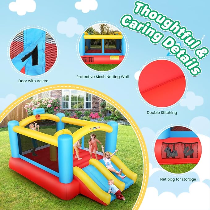 Inflatable Bounce House for Kids 3-12, 12.3FTx9FT Obstacle Bounce House with Dual Racing Slide, Basketball Rim, Bouncy Castle Jump House for Indoor Outdoor Backyard - Blower Included (AKSJ-02)