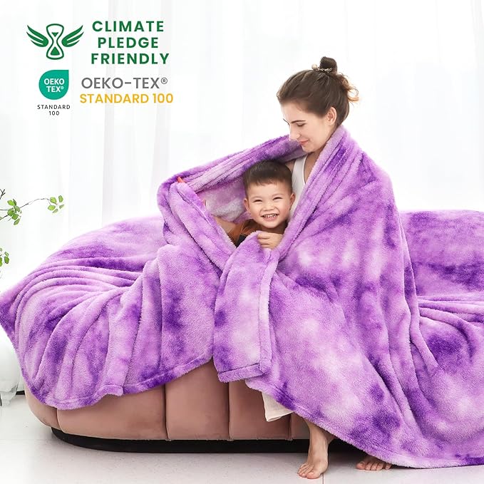 Fleece Throw Blanket Cozy Soft Lightweight Throw Blankets Warm Plush Purple Fall Blankets and Throws Couch Sofa Bed Camping Travel Picnic Outdoor Blanket Bedding Kid Baby Boys Girls Adults 60x80 in