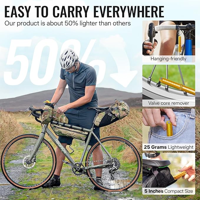 BWSHLF Tubeless Bike Tire Repair Kit for Mountain Bikes & Road Bicycles, Tubeless Tire Plug Kit with Storage Canister, Reamer, Insertion Fork, 10 Bacon Strips, Fix a Puncture or Flat, No Glue Needed