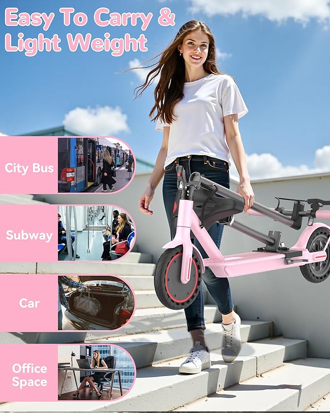 Electric Scooter Adults, Powerful 350W E-Scooter, Max 19 Mph & 15-19 Miles Range Scooters, Folding Scooters with 8.5" Solid Tires, Commuting Scooter Kick Scooter with APP Control (Seats Optional)