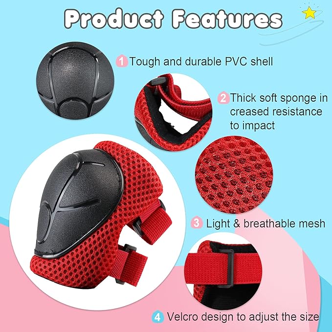 Kids Bike Helmet Set, Adjustable Toddler Helmet for Ages 2-8 Kids with Knee, Elbow & Wrist Pads | Multi-Sport Helmet for Skateboard Cycling Scooter Rollerblading