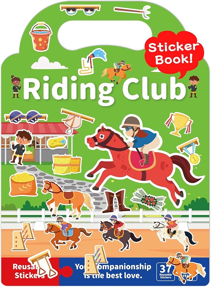 Benresive Reusable Sticker Book for Toddlers 2-4 Years, Fun Travel Stickers for Kids, Waterproof Sticker Books for Toddlers 1-3, Crafts Activities for Toddler 1-3 2-4 3-5 - Riding