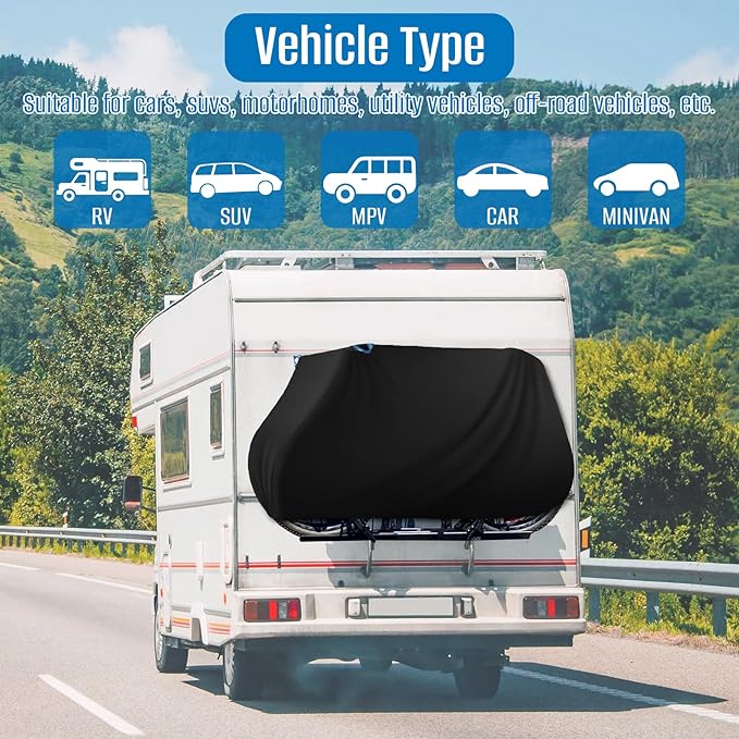 SIRUITON Bike Cover for Transpor 2 Bike-Heavy Duty 420D Travel Bike Covers, Outdoor Strong UV Protection & Windproof, Waterproof Bicycle Rack Covers for Car, Truck, RV, SUV.