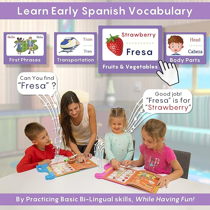 Curious 2 Learn ABC Learning for Toddlers, Busy Book, Speech Therapy, Alphabet Sound Book, Preschool Learning Activities, Letter Tracing, English & Spanish, Educational Toys - Age 3+ Girls / Boys