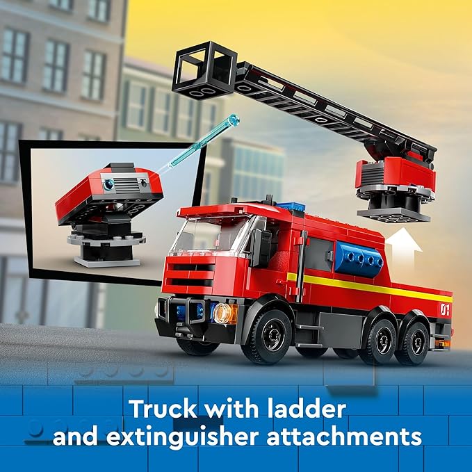 LEGO City Fire Station with Fire Truck Toy - Kids Toy Building Sets with 2 Fire Truck Attachments - Gifts for Boys & Girls Ages 6+ - Pretend Play Set with 5 Minifigures - 60414