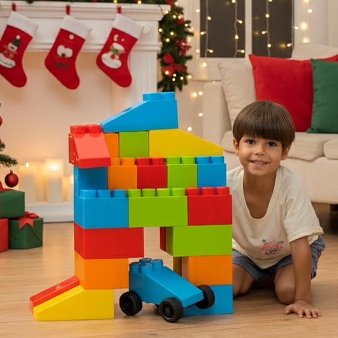 PLATPORTS 48-Piece Jumbo Big Building Blocks – Giant XL Large Plastic Blocks for Kids Ages 2–8, Indoor & Outdoor Construction Play Set