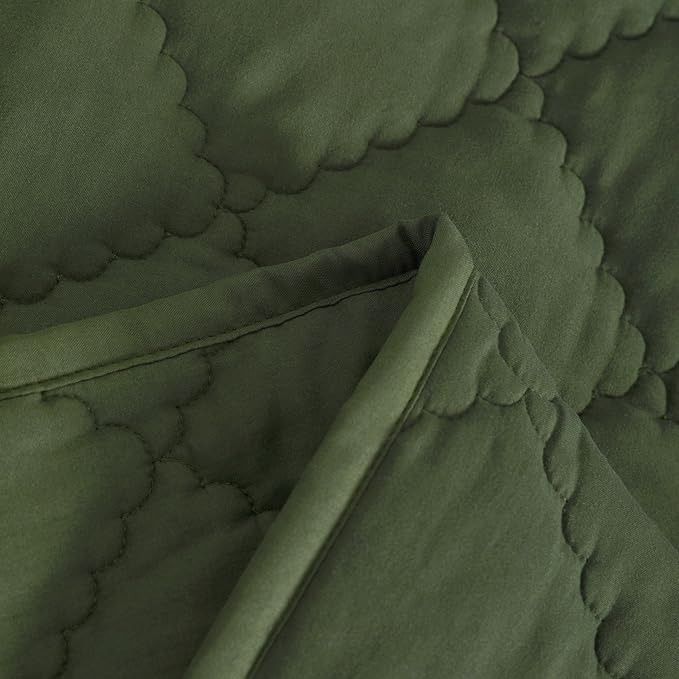 NTBAY Down Alternative Oversized Toddler Comforter, Super Soft and Warm Solid Color Baby Crib Quilted Blanket, 43x60 inches, Olive Green