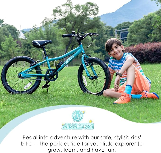 AVASTA Bilbo 18 20 Inch Kids Bike for Boys Girls 5-10 Years Old, Retro Style High Carbon Steel Bicycle with Adjustable Handlebars and Seat, Dual V-Brakes, Kickstand, Multiple Colors