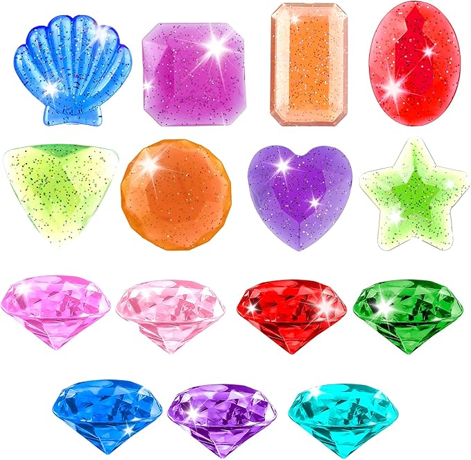 Diving Gems Pool Toys, 15 PCS Colorful Big Diamond Easter Eggs Filler Diamond Toys, Sinking Swimming Pool Toys, Underwater Gemstones Diving Dive Throw Swimming Water Games Summer Pirate Gifts Toys