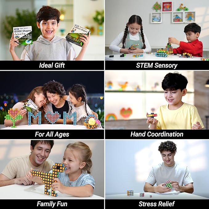 TOSY Magnet Cube 2x2 - 8 Blocks, 2in1 Toy: 2x2x2 Puzzle Cube and Customizable Infinity Cube, Glowing, Christmas Stocking Stuffers Gift for Kids/Grandkids, UV Flashlight, Sensory/STEM Toy