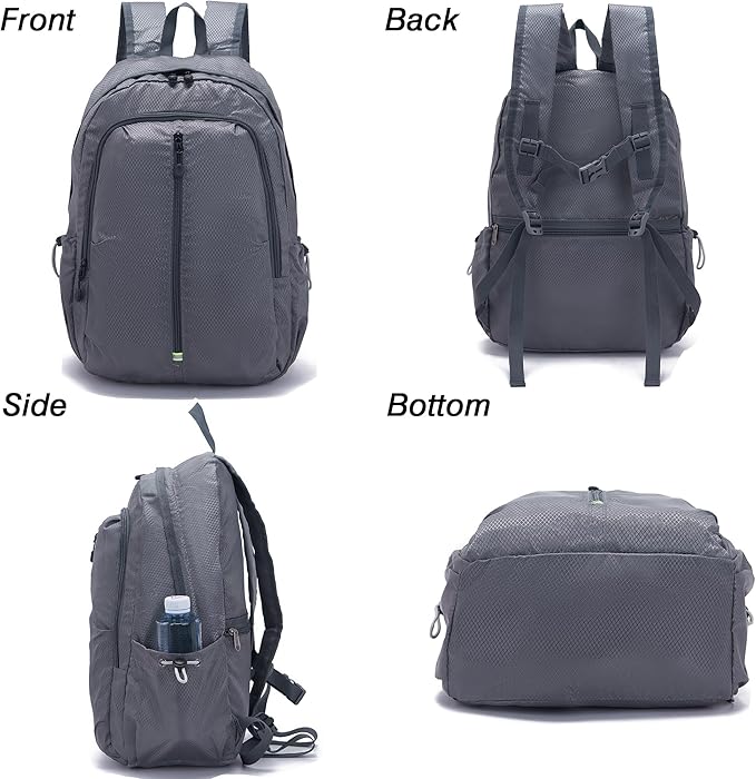 YZAOLL 25L Lightweight Packable Hiking Backpack Waterproof Hiking Daypack for Women Men Gym Backpack Travel Camping Vacation,DarkGray