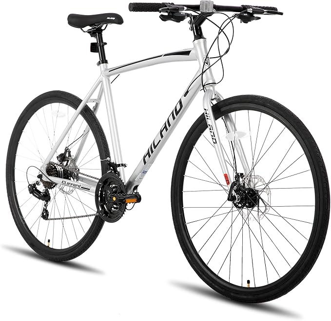 HH HILAND 700C Road Hybrid Bike, 21 speeds Bikes Urban City Commuter Bicycle with Disc Brake for Men Women Adult Comfortable Bicycle