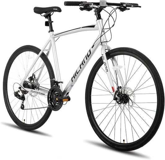 HH HILAND 700C Road Hybrid Bike, 21 speeds Bikes Urban City Commuter Bicycle with Disc Brake for Men Women Adult Comfortable Bicycle