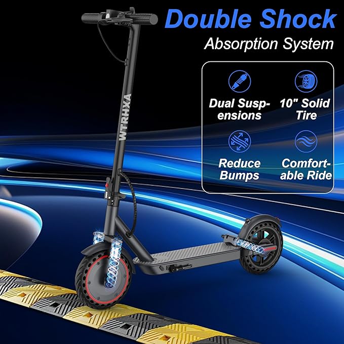 Electric Scooter, 500W Powerful Motor Scooter, 10" Solid Tires, 22-25 Miles Long Range, 22Mph Max Speed, Foldable E-Scooter Adults with Dual Shock Suspensions and APP Control