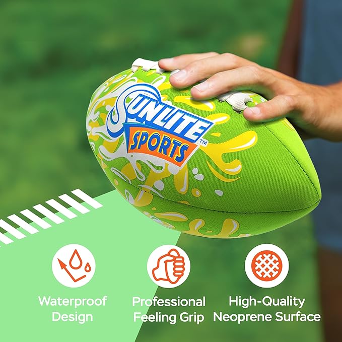 Sunlite Sports Waterproof Football for Lawn Backyard Pool Beach Lake Park Water Toy, Outdoor Play, for Kids Children Teens Adults, Family Fun