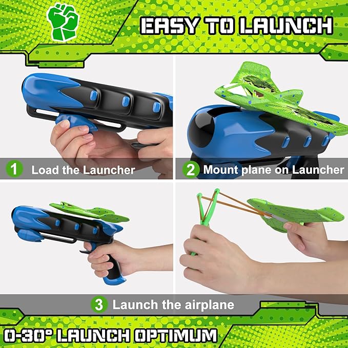 Fuwidvia 6 Pack Airplane Launcher Toys, LED Foam Airplane Toys for Kids, Outdoor Plane Flying Toys for Boys Girls Toys Age 3 4 5 6 7 8 9 10 11 12 Year Old boy Birthday Gift Ideas