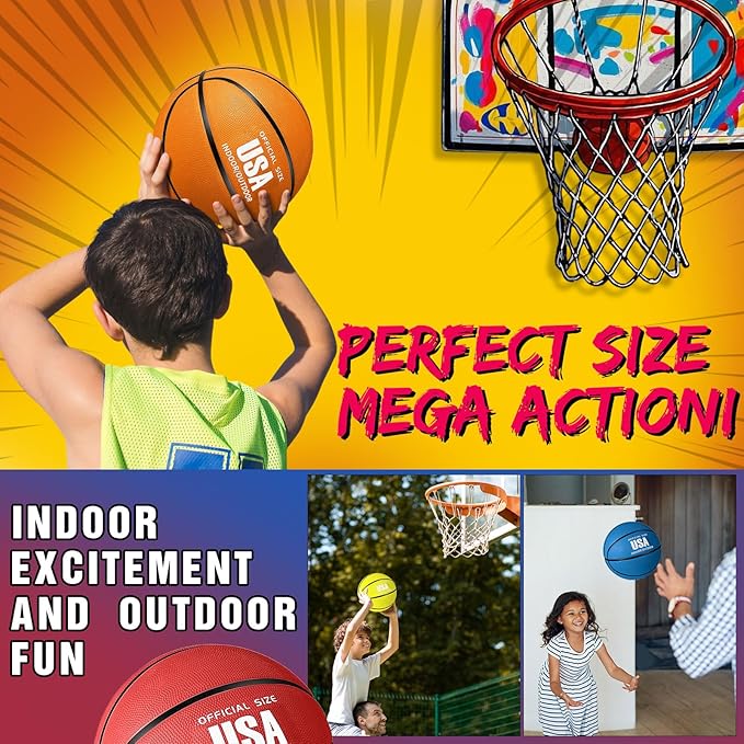 Jenaai 6 Pack Mini Basketballs with Pump for Kids 7 Inch Size 3 Rubber Arcade Basketball Color Small Toy Indoor Outdoor Pool Arcade Games Colorful Basketball for Kids Toddlers(Multicolor)